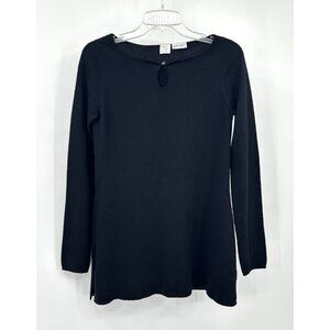 TSE sweater tunic 100% cashmere long sleeve boat neck lightweight black S